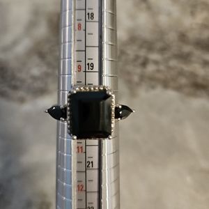 Black Spinel Sterling Silver Ring